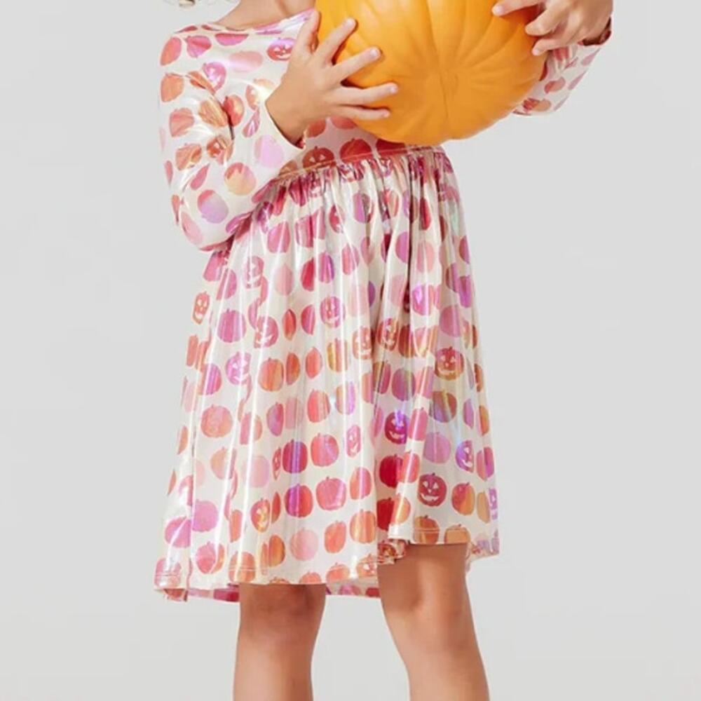 Pink Chicken Girl's Multicolor Pumpkin Lame Steph Dress Size 3Y